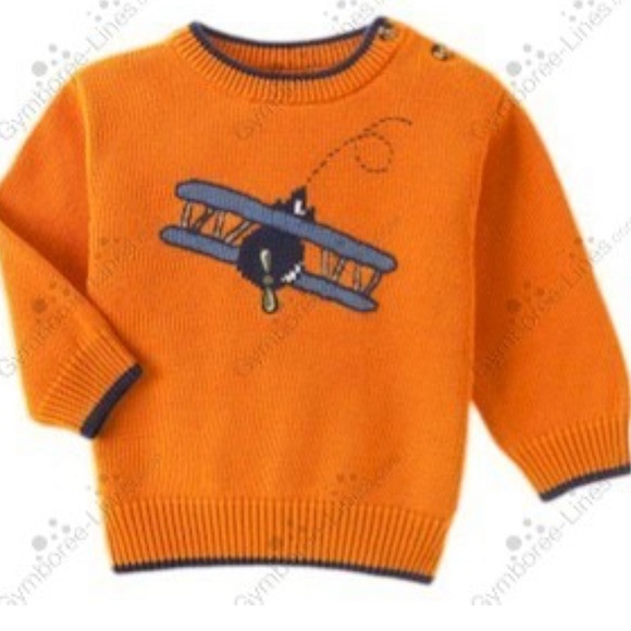 Gymboree 2005 Fly Boys Orange Bi-plane 100% cotton airplane sweater 3-6 months - Picture 2 of 12